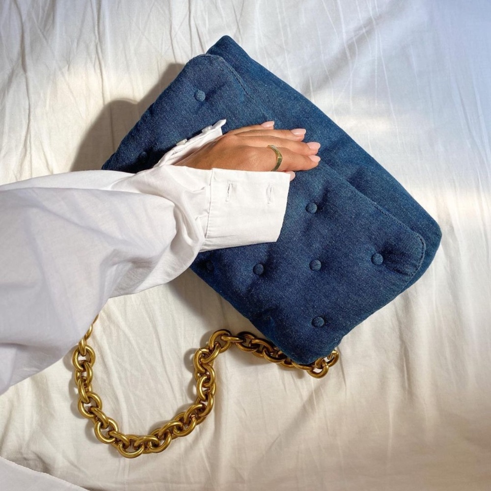 Zara Quilted Denim Shoulder Bag NWT - Picture 10 of 16